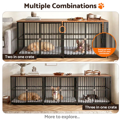 i.Pet Large Dog Crate Furniture 93cm Dog Cage Puppy Pet Wooden Black - Image 8