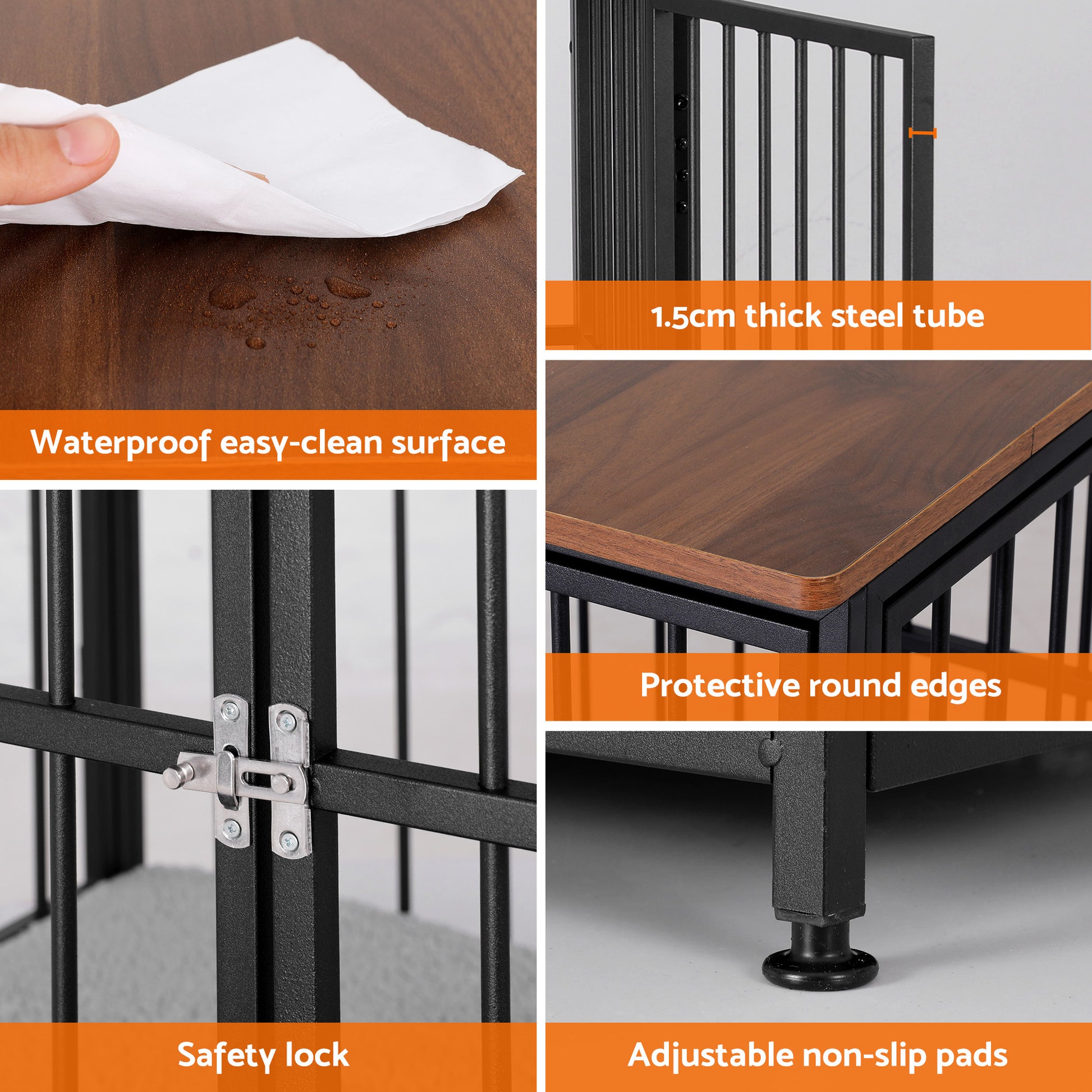 i.Pet Large Dog Crate Furniture 93cm Dog Cage Puppy Pet Wooden Black - Image 9