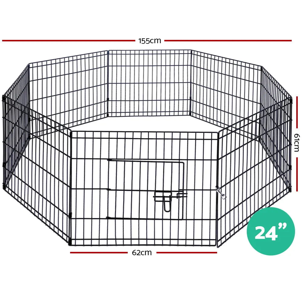 i.Pet 24" 8 Panel Dog Playpen Pet Fence Exercise Cage Enclosure Play Pen - Image 2