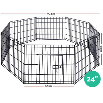 i.Pet 24" 8 Panel Dog Playpen Pet Fence Exercise Cage Enclosure Play Pen - Image 2