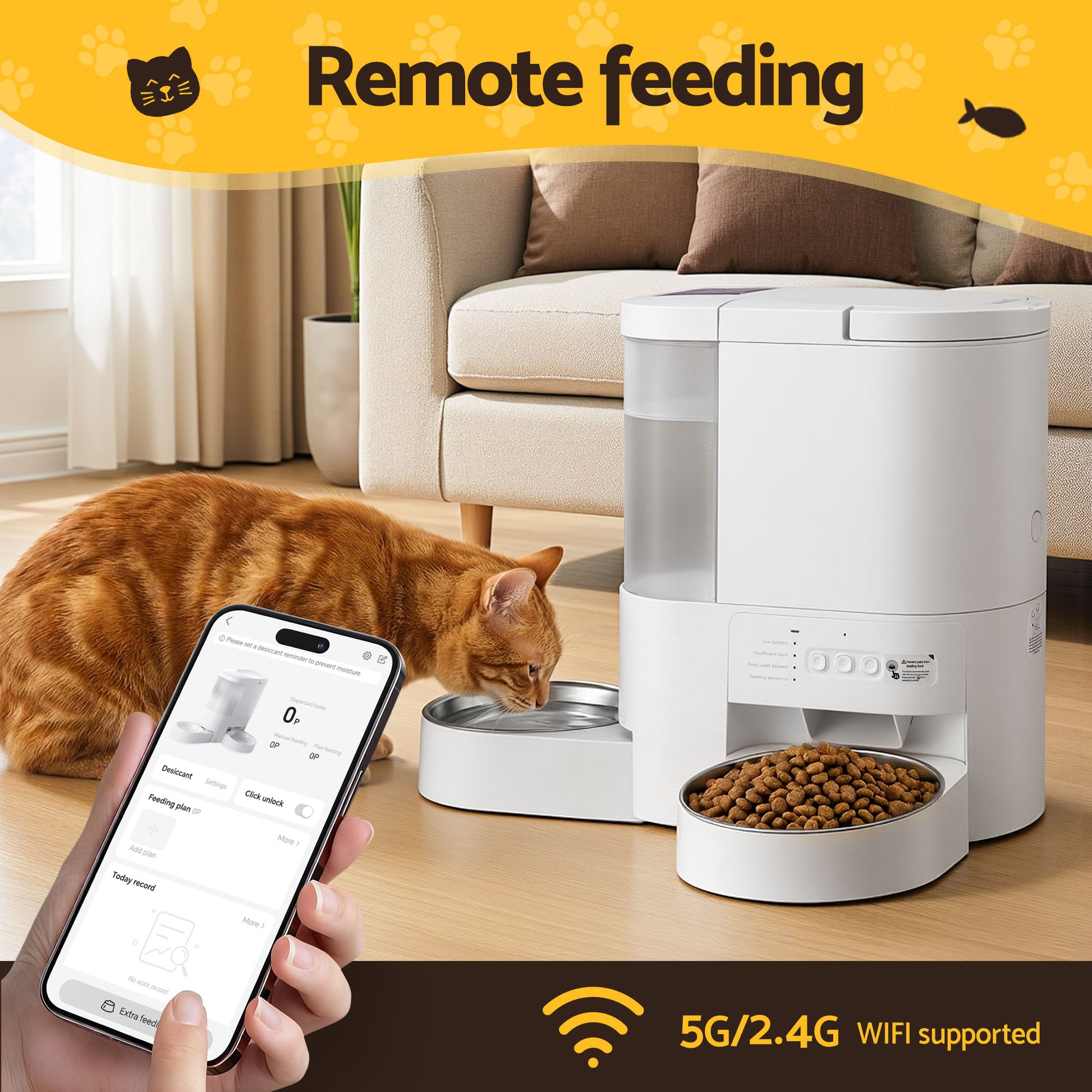 i.Pet Automatic Pet Feeder Water Dispenser 2-in-1 Smart WiFi Dog Cat Food 4L - Image 6