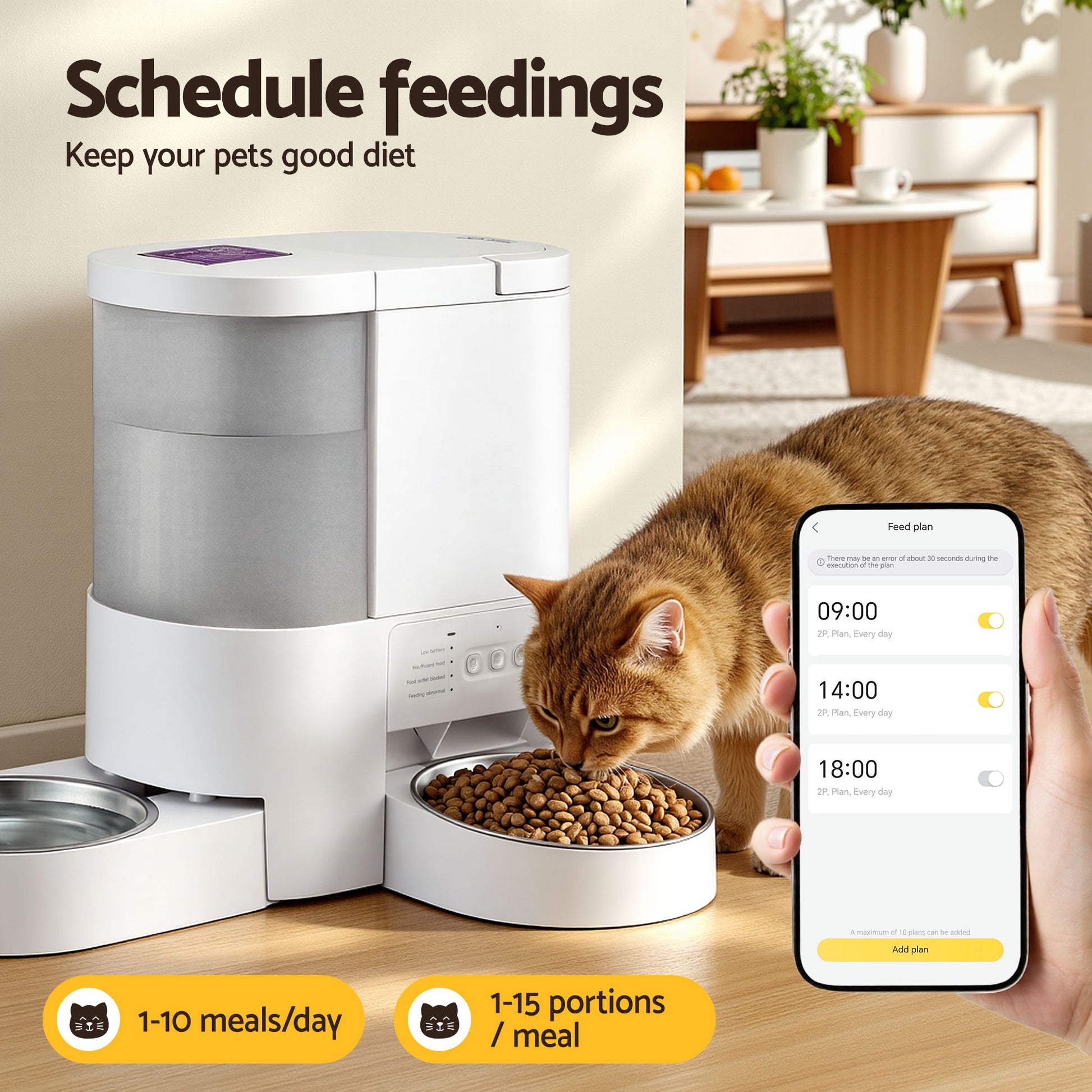 i.Pet Automatic Pet Feeder Water Dispenser 2-in-1 Smart WiFi Dog Cat Food 4L - Image 7