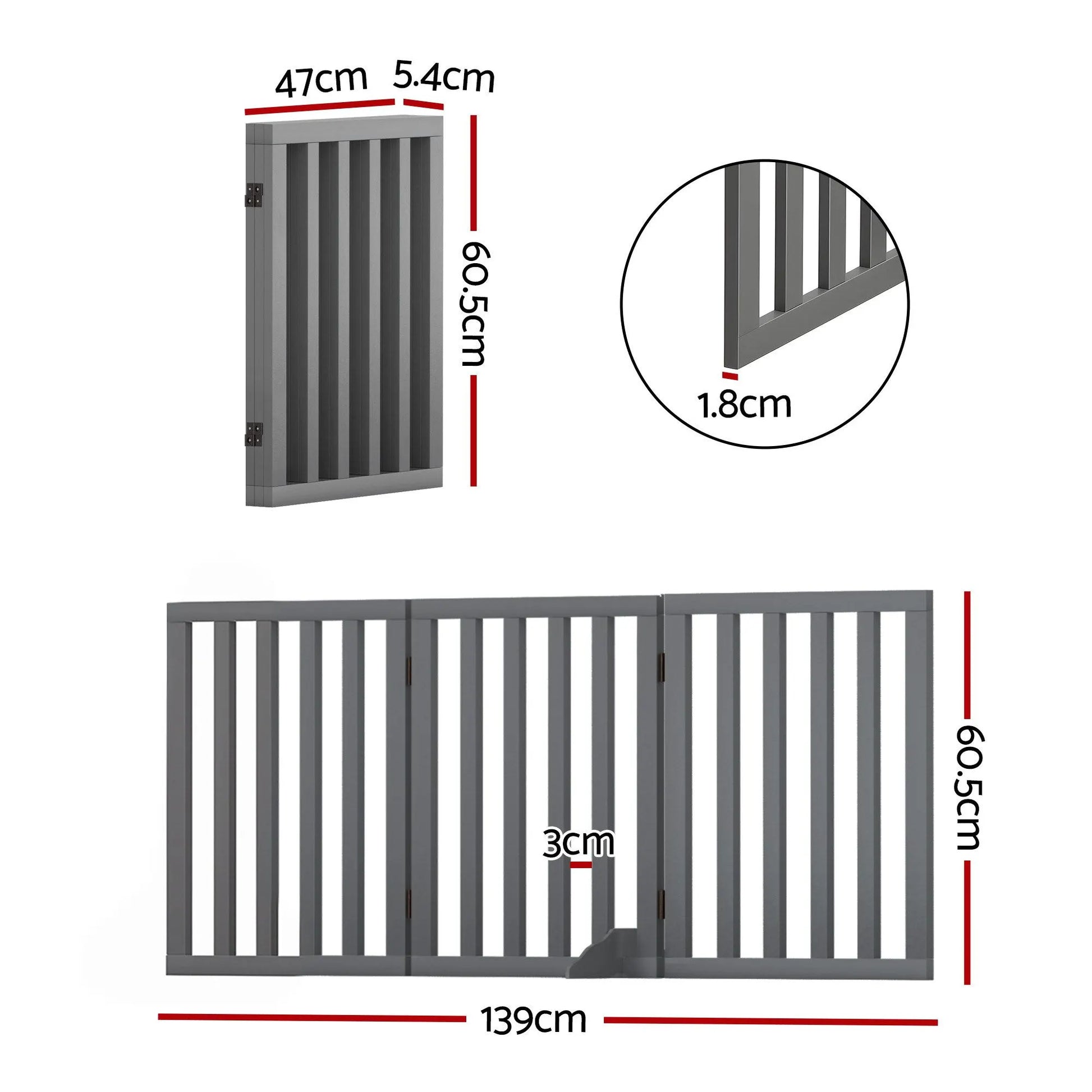 i.Pet Dog Gate Playpen Enclosure 3 Panels Pet Door Fence Wooden Play Pen Stair - Image 2