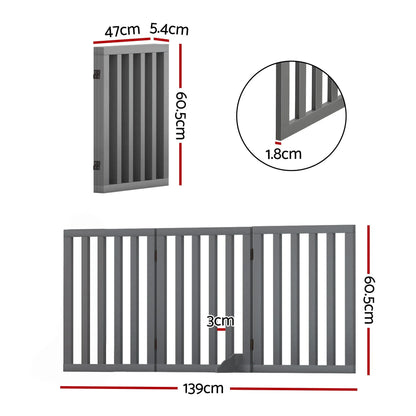 i.Pet Dog Gate Playpen Enclosure 3 Panels Pet Door Fence Wooden Play Pen Stair - Image 2