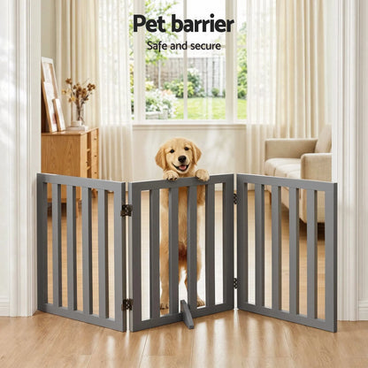 i.Pet Dog Gate Playpen Enclosure 3 Panels Pet Door Fence Wooden Play Pen Stair - Image 4