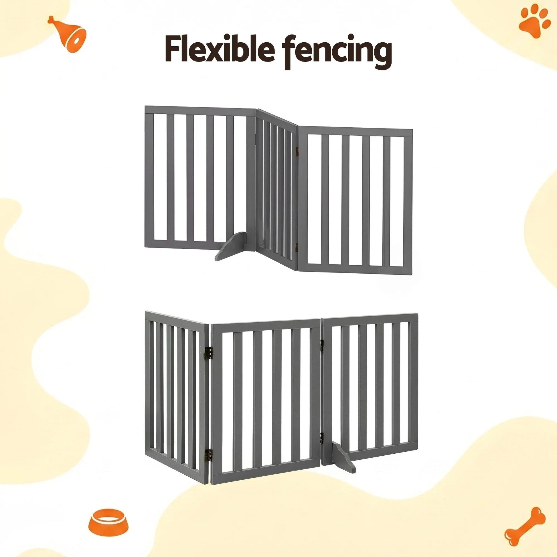i.Pet Dog Gate Playpen Enclosure 3 Panels Pet Door Fence Wooden Play Pen Stair - Image 5