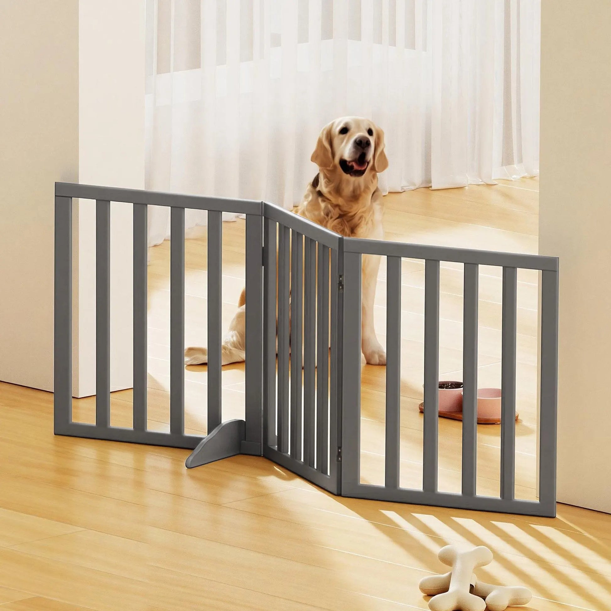 i.Pet Dog Gate Playpen Enclosure 3 Panels Pet Door Fence Wooden Play Pen Stair - Image 9