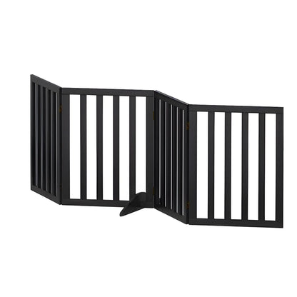 i.Pet Dog Gate Playpen Enclosure 4 Panels Pet Door Fence Wooden Play Pen Stair