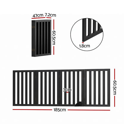 i.Pet Dog Gate Playpen Enclosure 4 Panels Pet Door Fence Wooden Play Pen Stair - Image 2