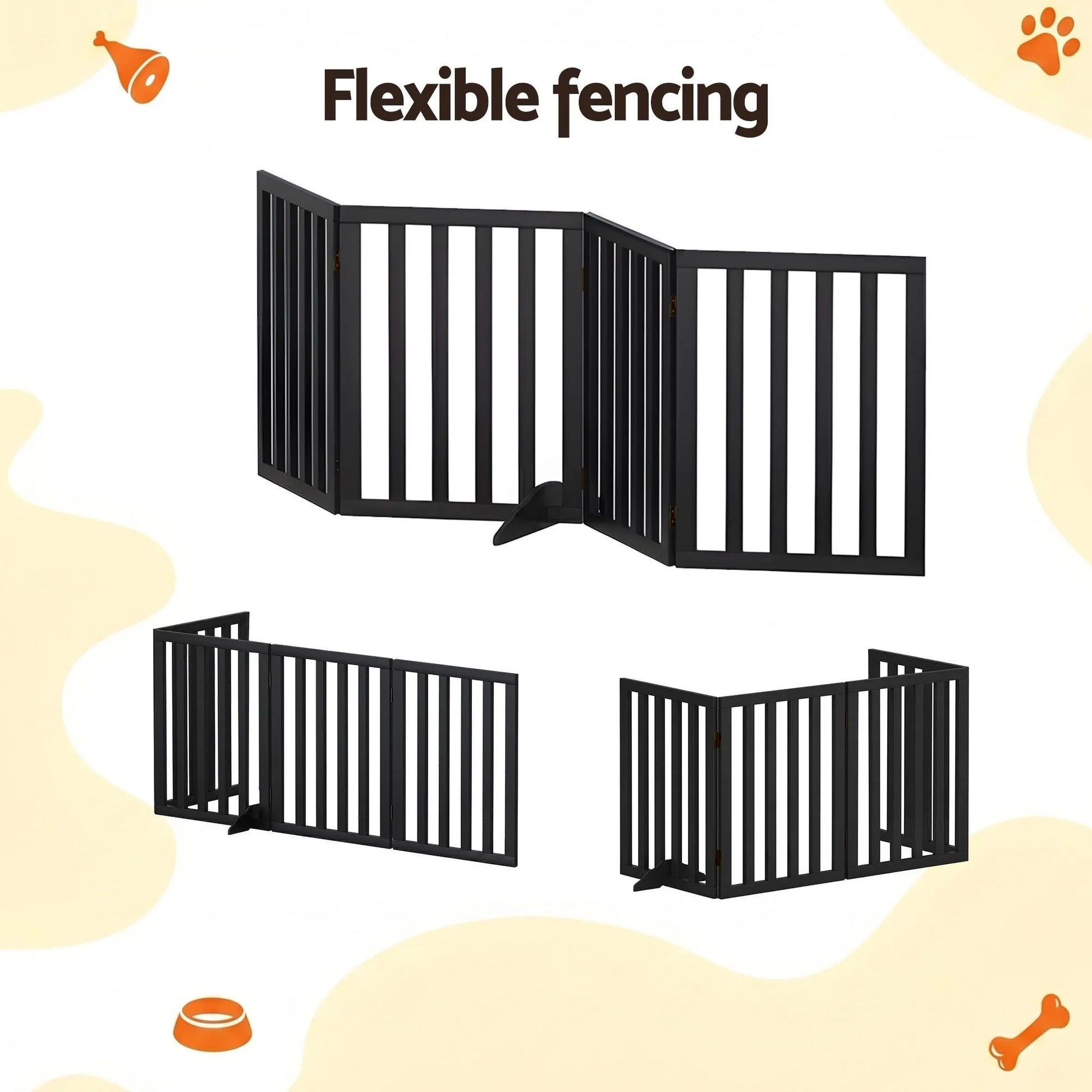 i.Pet Dog Gate Playpen Enclosure 4 Panels Pet Door Fence Wooden Play Pen Stair - Image 5