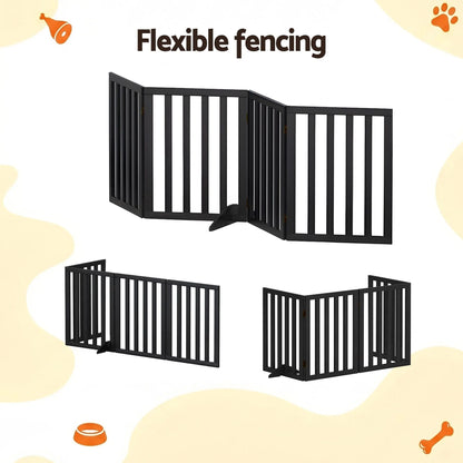 i.Pet Dog Gate Playpen Enclosure 4 Panels Pet Door Fence Wooden Play Pen Stair - Image 5