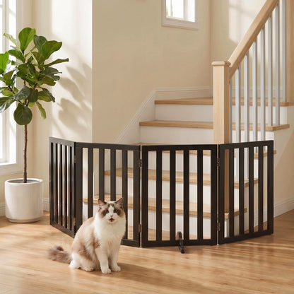 i.Pet Dog Gate Playpen Enclosure 4 Panels Pet Door Fence Wooden Play Pen Stair - Image 8