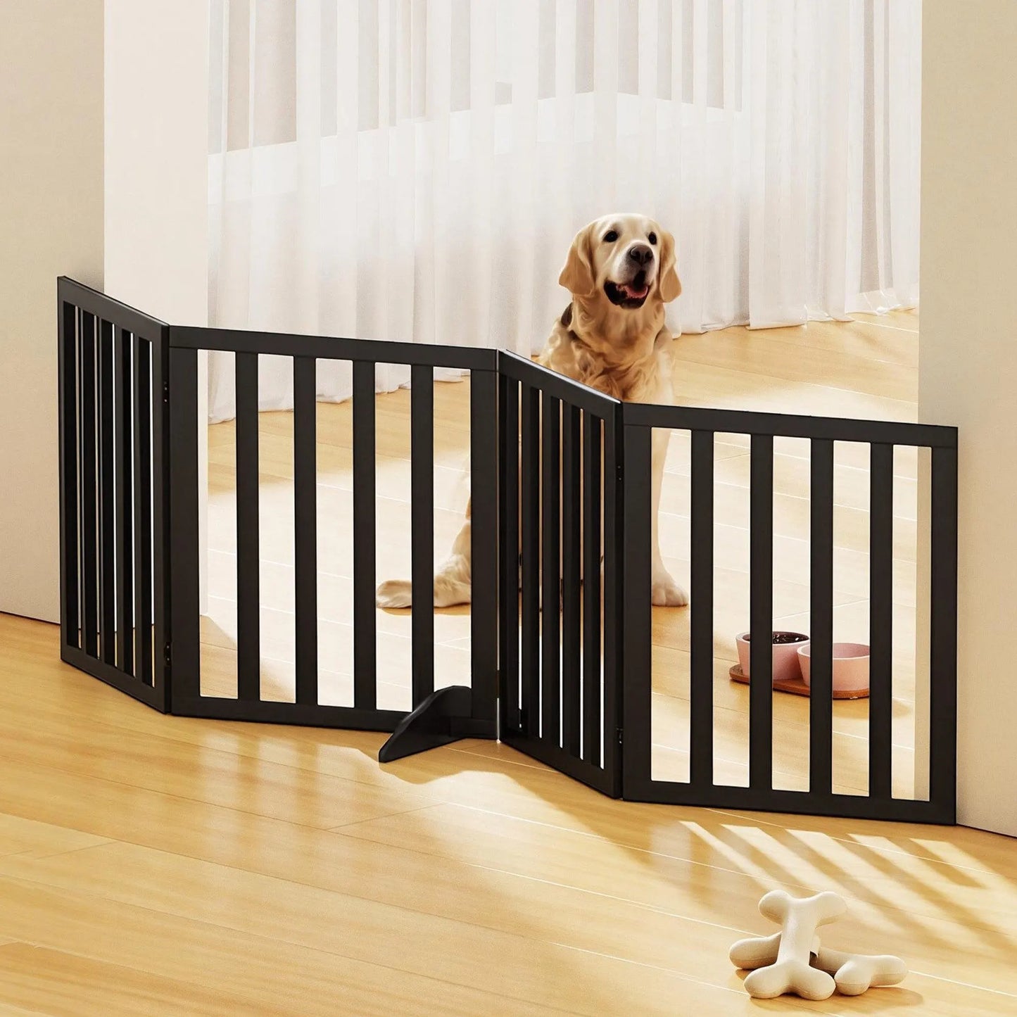 i.Pet Dog Gate Playpen Enclosure 4 Panels Pet Door Fence Wooden Play Pen Stair - Image 9