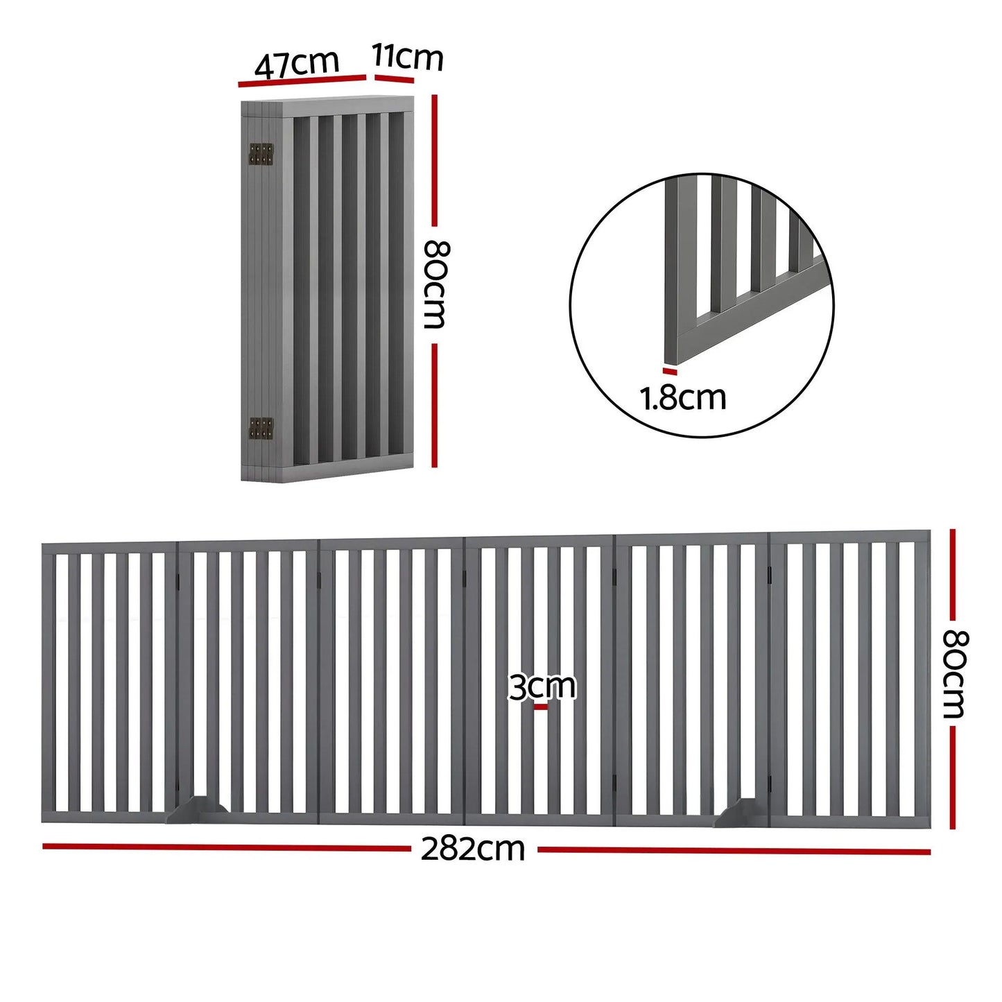 i.Pet Dog Gate Playpen Enclosure 6 Panels Pet Door Fence Wooden Play Pen Stair - Image 2