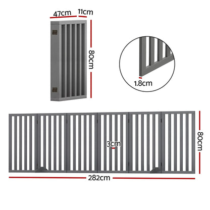 i.Pet Dog Gate Playpen Enclosure 6 Panels Pet Door Fence Wooden Play Pen Stair - Image 2