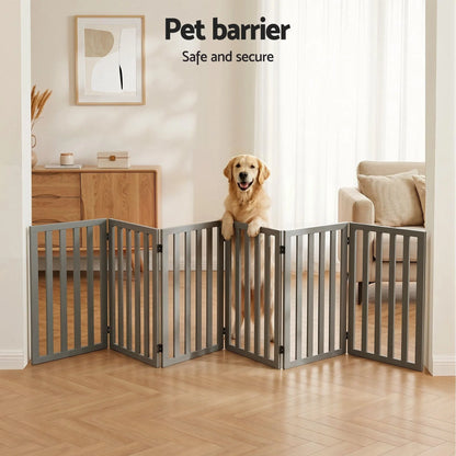 i.Pet Dog Gate Playpen Enclosure 6 Panels Pet Door Fence Wooden Play Pen Stair - Image 4