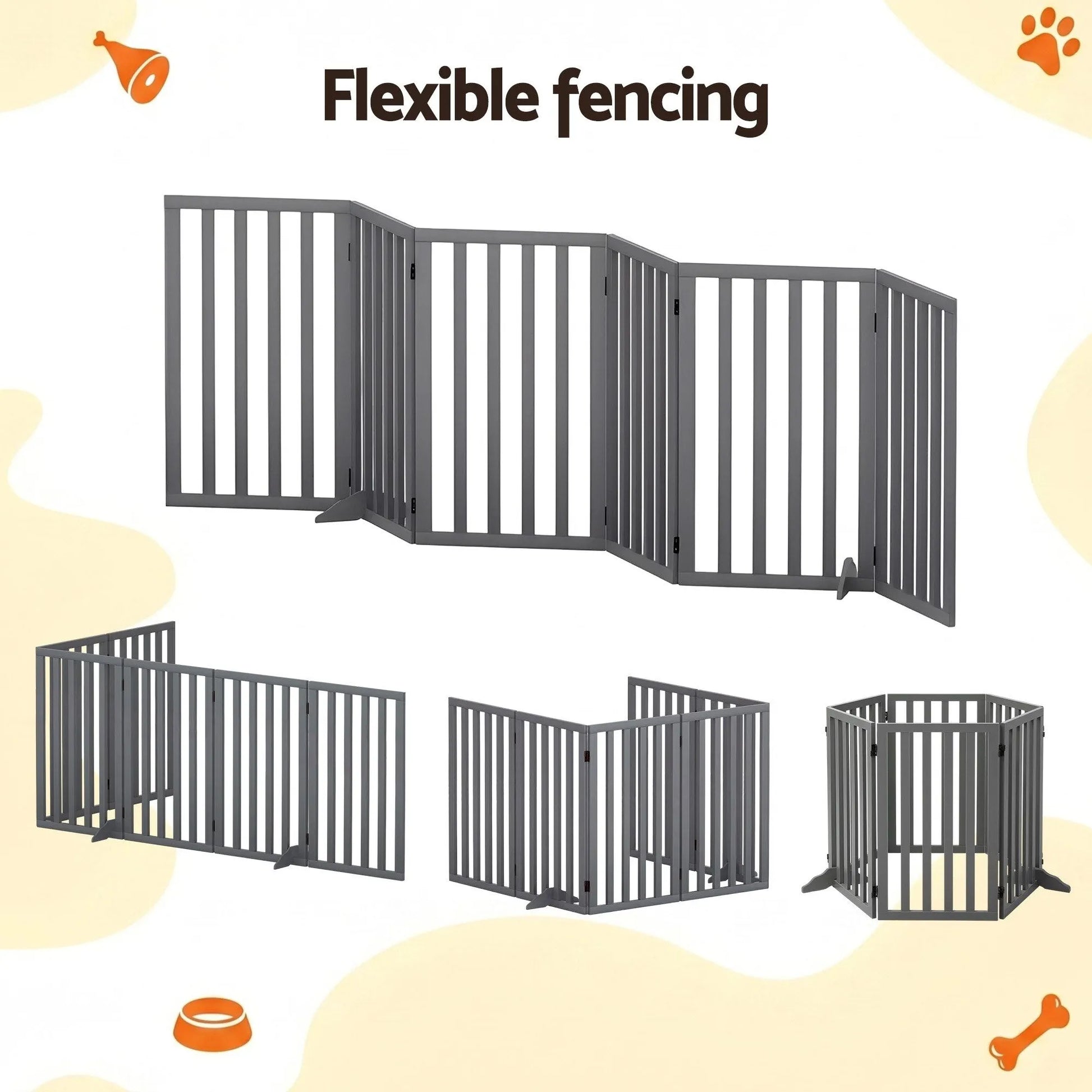 i.Pet Dog Gate Playpen Enclosure 6 Panels Pet Door Fence Wooden Play Pen Stair - Image 5