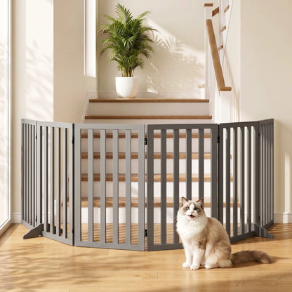 i.Pet Dog Gate Playpen Enclosure 6 Panels Pet Door Fence Wooden Play Pen Stair - Image 8