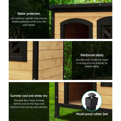 i.Pet Dog Kennel Large Wooden Outdoor Indoor House Pet Puppy Crate Cabin Waterproof - Image 4