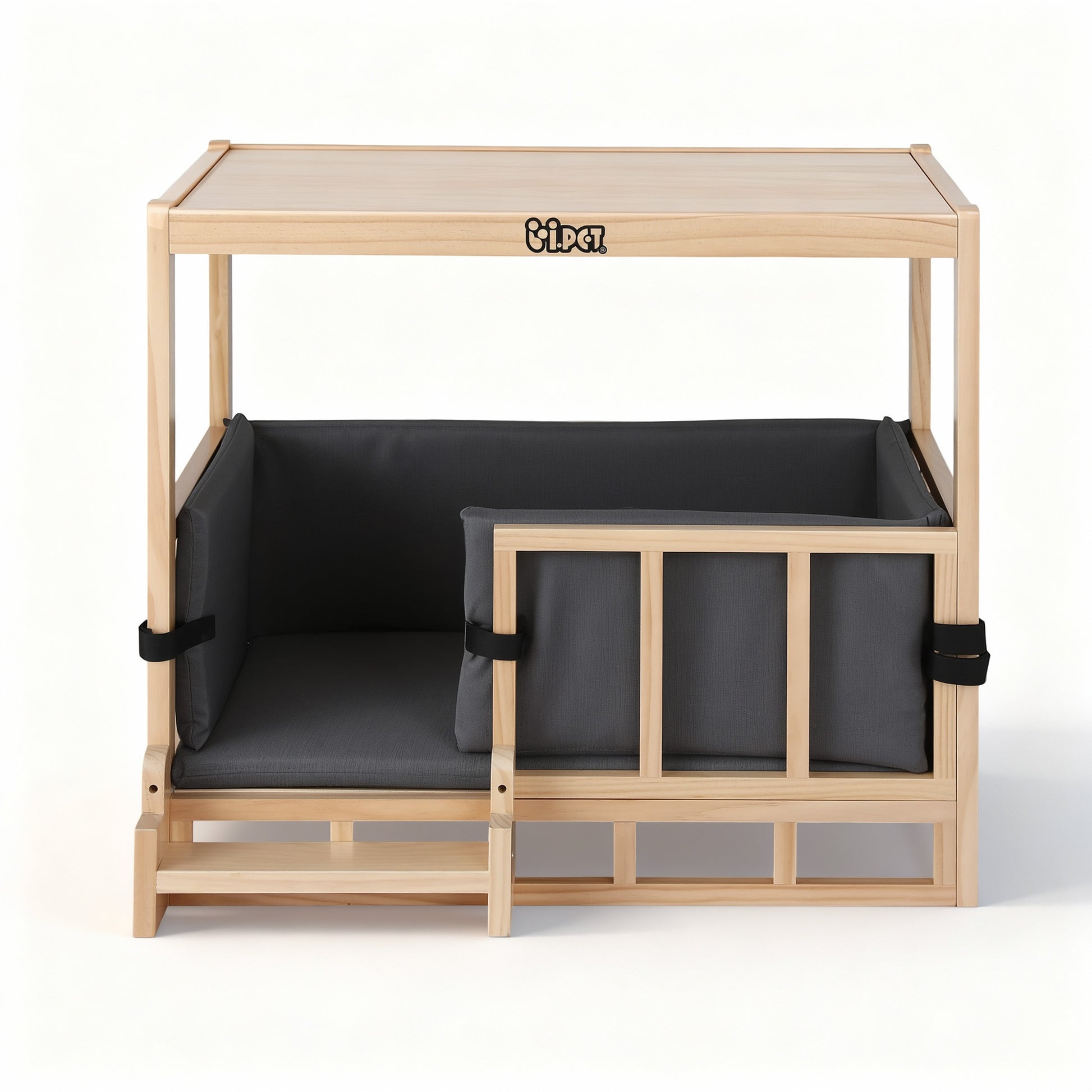 i.Pet 2in1 Dog Kennel Crate Furniture Grey Bedding Wooden House Indoor - Image 3