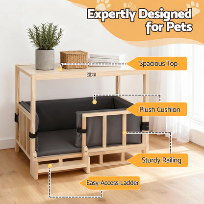 i.Pet 2in1 Dog Kennel Crate Furniture Grey Bedding Wooden House Indoor - Image 5
