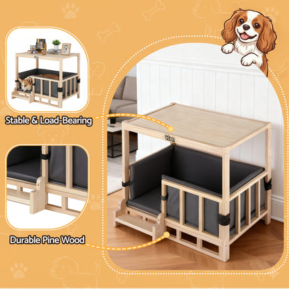 i.Pet 2in1 Dog Kennel Crate Furniture Grey Bedding Wooden House Indoor - Image 7