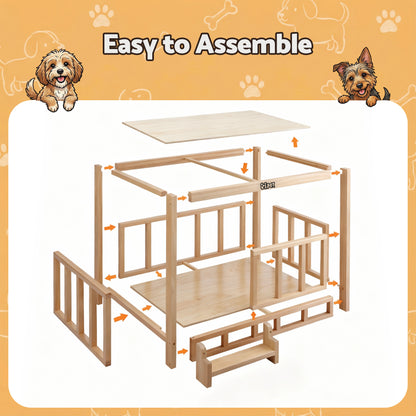 i.Pet 2in1 Dog Kennel Crate Furniture Grey Bedding Wooden House Indoor - Image 8