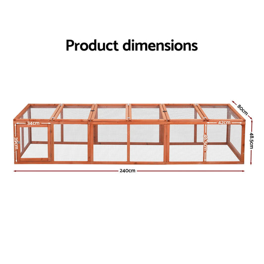 i.Pet Chicken Coop Wooden Pet Run Rabbit Hutch Large Outdoor Cage with Play Area Brown - Image 2