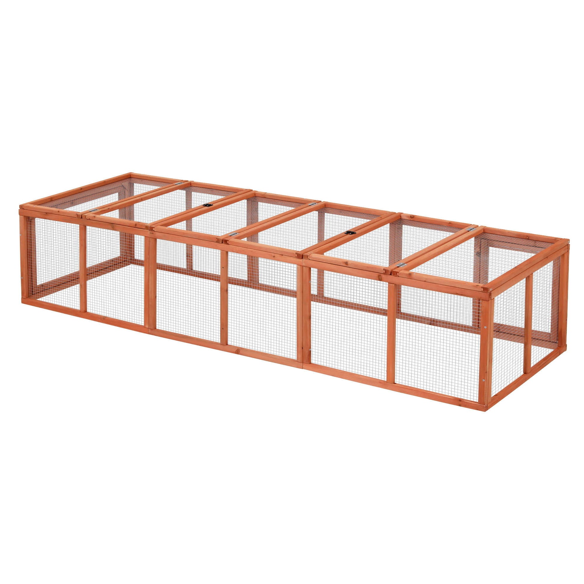 i.Pet Chicken Coop Wooden Pet Run Rabbit Hutch Large Outdoor Cage with Play Area Brown - Image 3