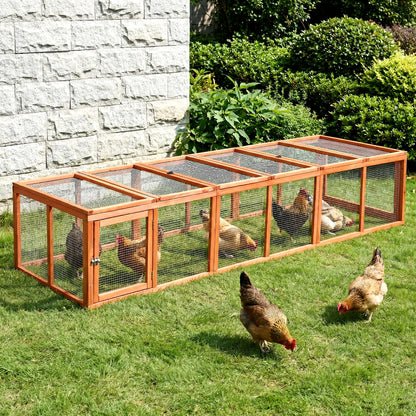 i.Pet Chicken Coop Wooden Pet Run Rabbit Hutch Large Outdoor Cage with Play Area Brown - Image 8