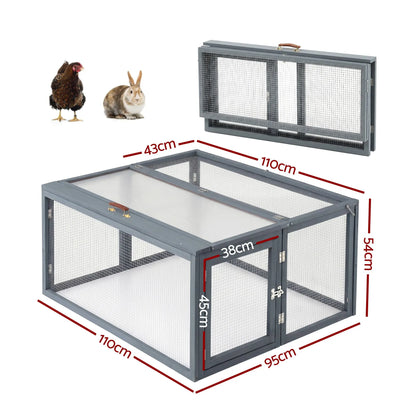i.Pet Chicken Coop Large Portable Wooden Rabbit Run Cage Hutch Outdoor Folding Hen House 110cm - Image 2