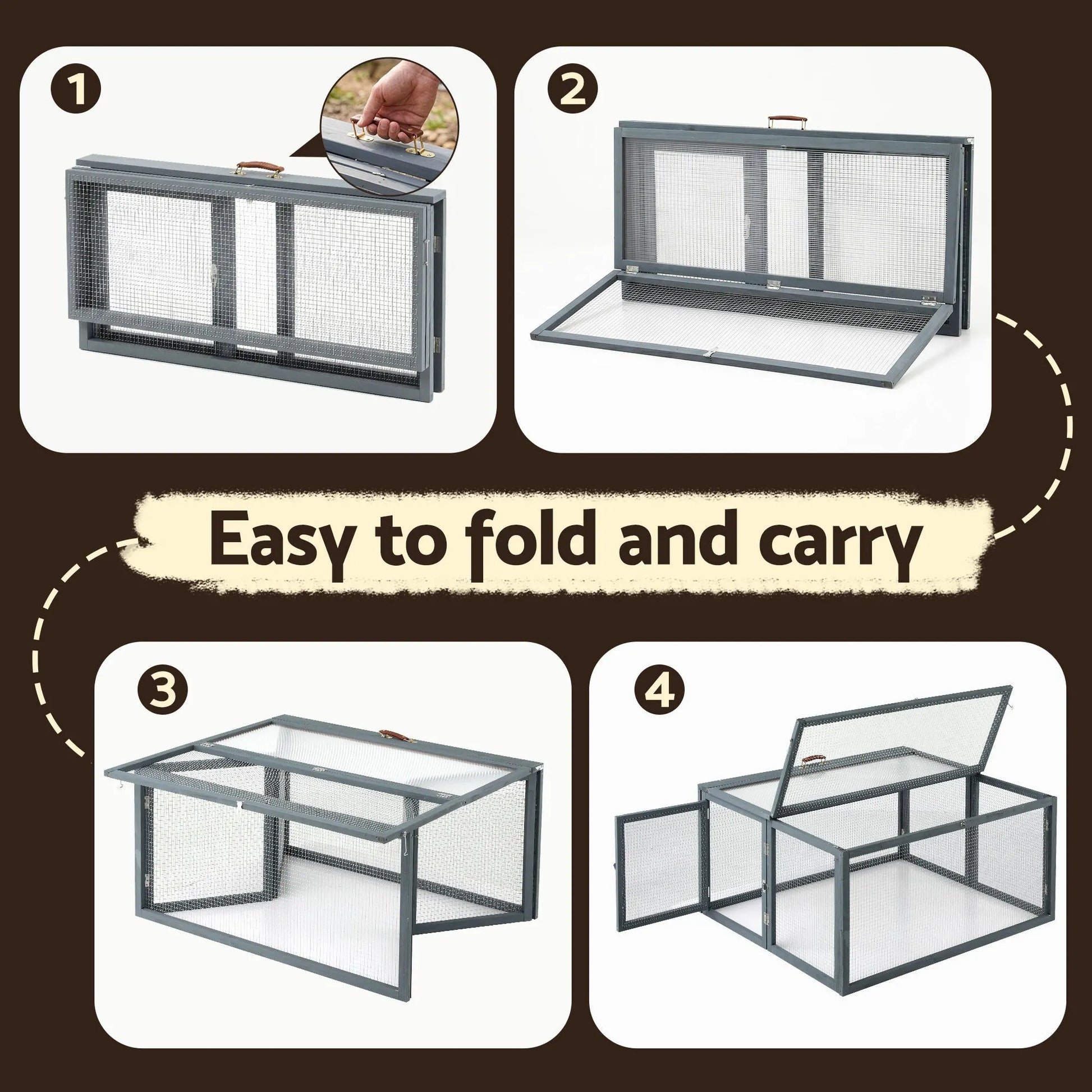 i.Pet Chicken Coop Large Portable Wooden Rabbit Run Cage Hutch Outdoor Folding Hen House 110cm - Image 6