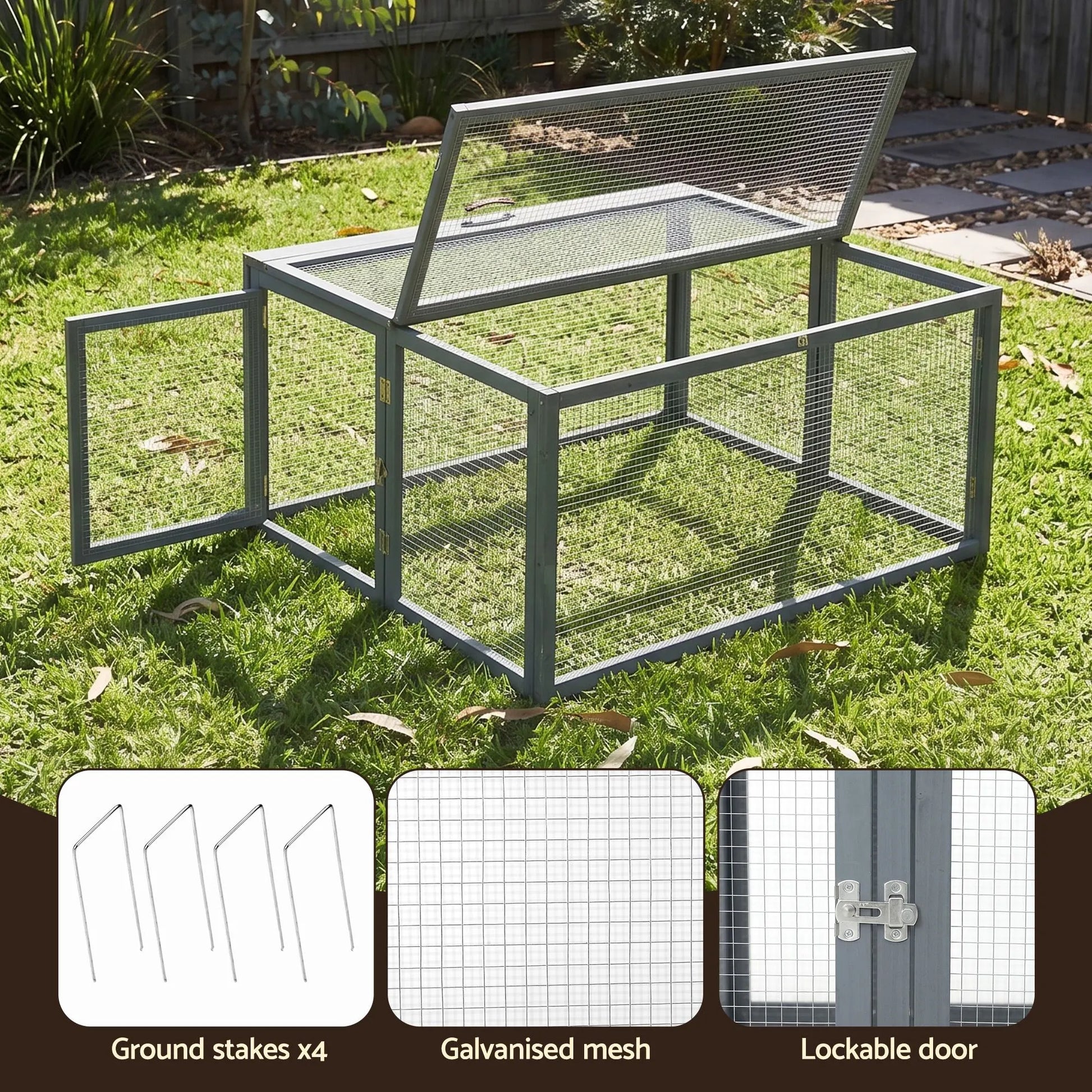 i.Pet Chicken Coop Large Portable Wooden Rabbit Run Cage Hutch Outdoor Folding Hen House 110cm - Image 7