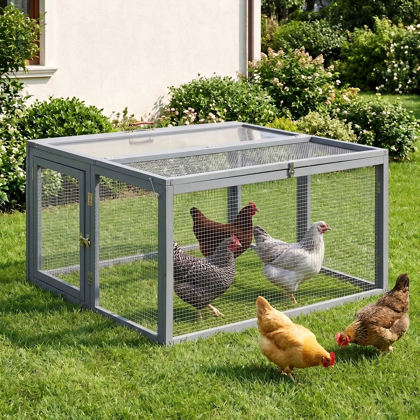 i.Pet Chicken Coop Large Portable Wooden Rabbit Run Cage Hutch Outdoor Folding Hen House 110cm - Image 8