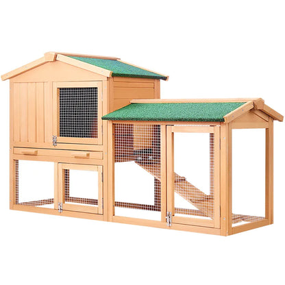 i.Pet Chicken Coop Rabbit Hutch 138cm x 44cm x 85cm Large Chicken Coop House Run Cage Wooden Outdoor - Image 3