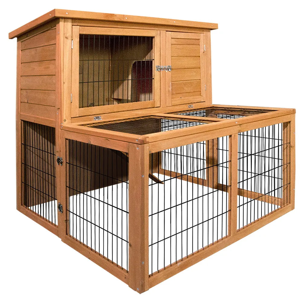 i.Pet Chicken Coop Rabbit Hutch 96cm x 96cm x 100cm Large Chicken Coop Run Wooden Cage Outdoor House - Image 8