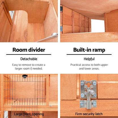 i.Pet Chicken Coop Rabbit Hutch 88cm x 40cm x 76cm Large Chicken Coop House Run Wooden Cage Outdoor - Image 5