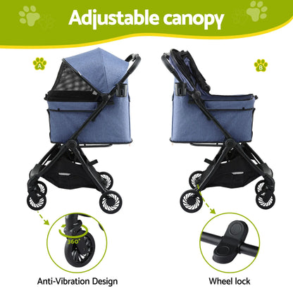 i.Pet Pet Stroller Pram Gravity Folding Dog Cage Large Travel Pushchair 4 Wheels - Image 5