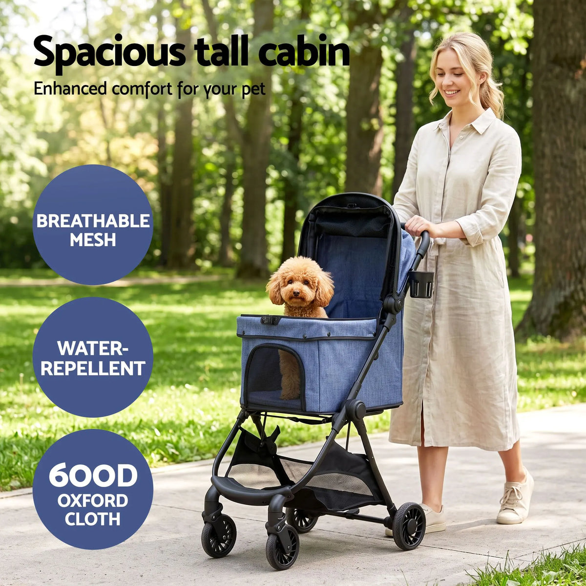 i.Pet Pet Stroller Pram Gravity Folding Dog Cage Large Travel Pushchair 4 Wheels - Image 7