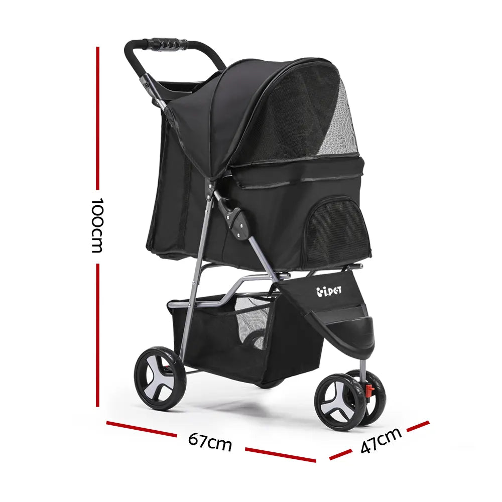 i.Pet Pet Stroller Dog Pram Cat Carrier Large Travel Pushchair Foldable 3 Wheels - Image 2