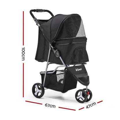 i.Pet Pet Stroller Dog Pram Cat Carrier Large Travel Pushchair Foldable 3 Wheels - Image 2