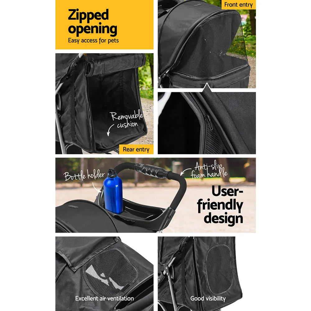 i.Pet Pet Stroller Dog Pram Cat Carrier Large Travel Pushchair Foldable 3 Wheels - Image 5