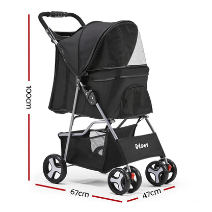 i.Pet 4 Wheel Pet Stroller - Black - Image 2