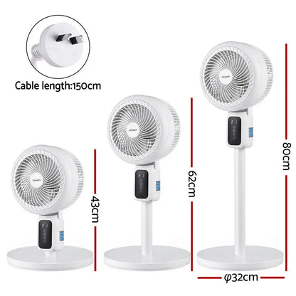 Devanti Pedestal Fan W/ Remote 3 Speed 12H Timer Height Adjustable Cooling Fan - Image 2