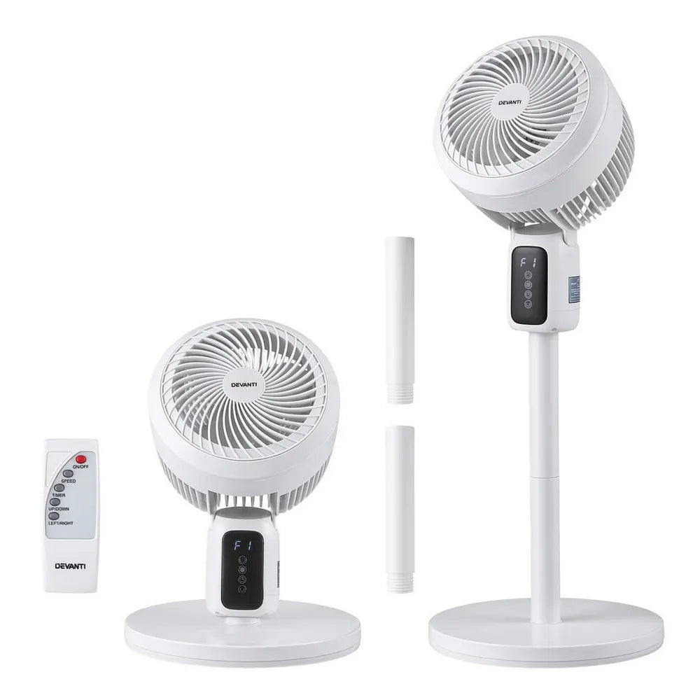 Devanti Pedestal Fan W/ Remote 3 Speed 12H Timer Height Adjustable Cooling Fan - Image 3