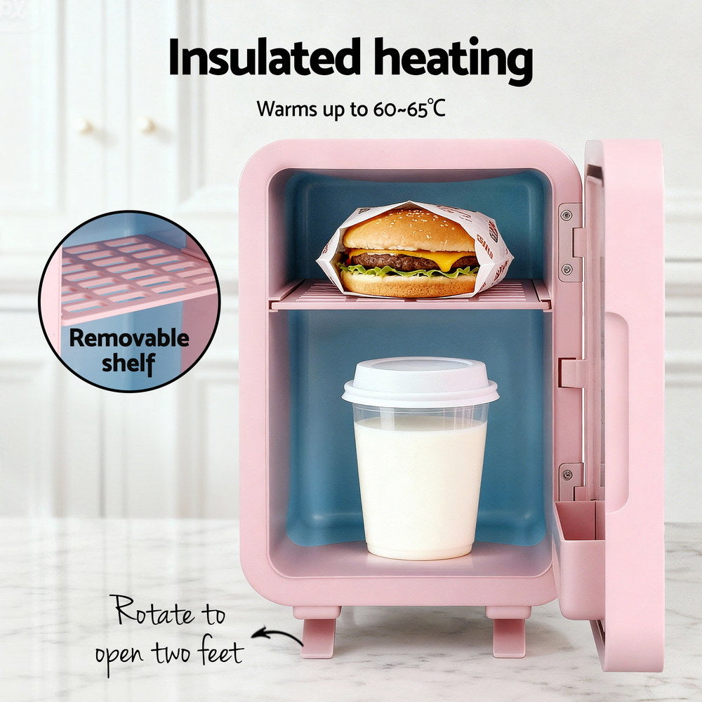 Glacio Mini Fridge Skincare Beauty Cooler Warmer LED Mirror 12V 220V Pink 4L - Image 6