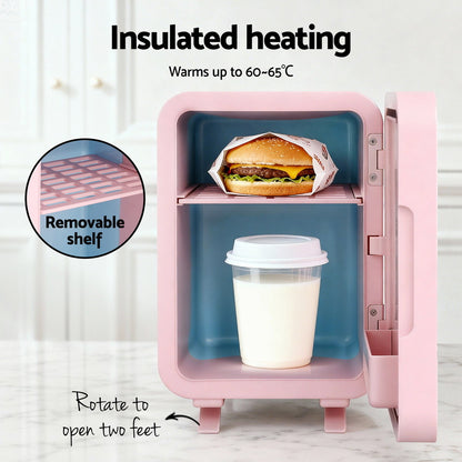 Glacio Mini Fridge Skincare Beauty Cooler Warmer LED Mirror 12V 220V Pink 4L - Image 6