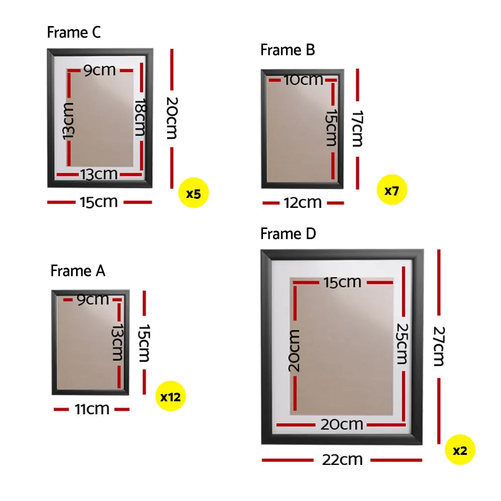 Artiss Photo Frames Art Holder 26PCS 8x10" 5x7" 4x6" 3.5x5" Black - Image 2