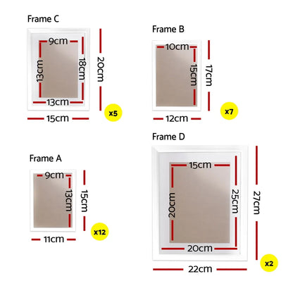 Artiss Photo Frames Art Holder 26PCS 8x10" 5x7" 4x6" 3.5x5" White - Image 2