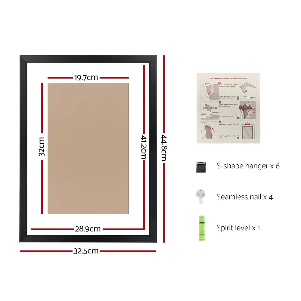 3 PCS Photo Frame Wall Set A3 Picture Home Decor Art Gift Present Black - Image 2